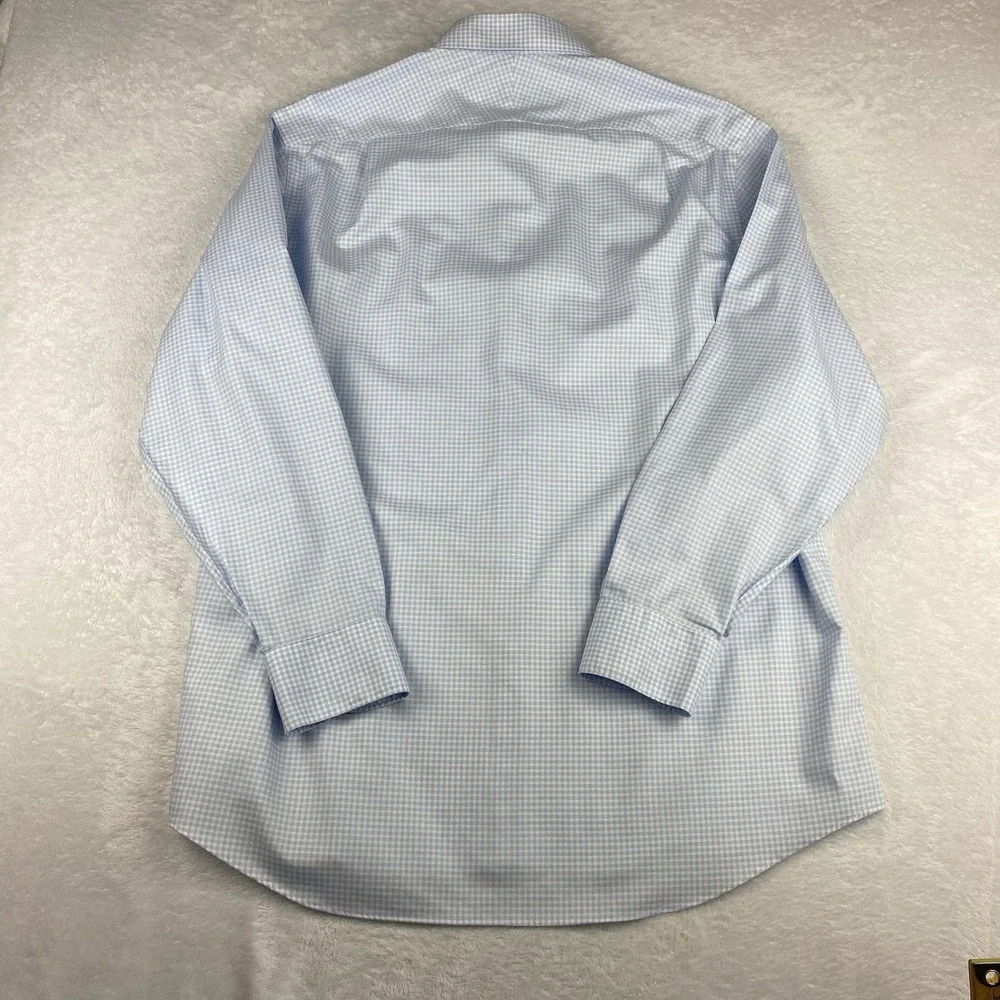Charles Tyrwhitt Dress Shirt Mens 16.5-35 Blue/White Checks Classic Fit No Iron